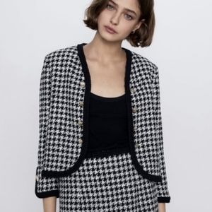 Zara cropped tweed jacket blazer XS